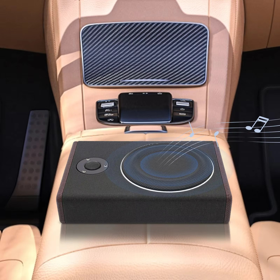 Aktiver 8-Zoll Auto-Subwoofer unter dem Sitz, ultraschlanker Kompakt-Bass-Lautsprecher mit Verstärker, Schwarz, 600 W, DC 12 V - Bild 4