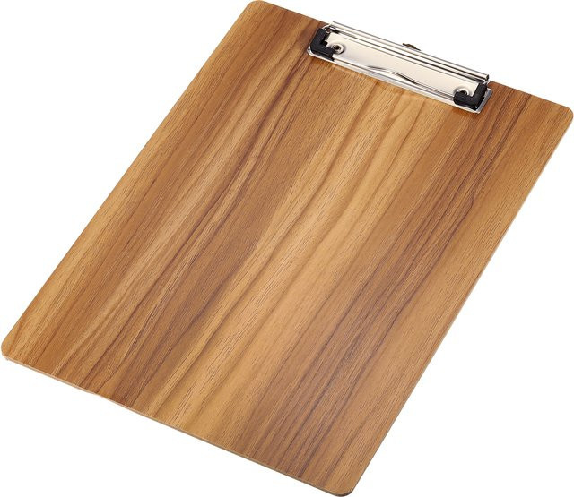 A4 Klemmbrett aus Hartfaserplatte mit Low-Profile-Clip in Kirschholzstruktur, Braun - Bild 1