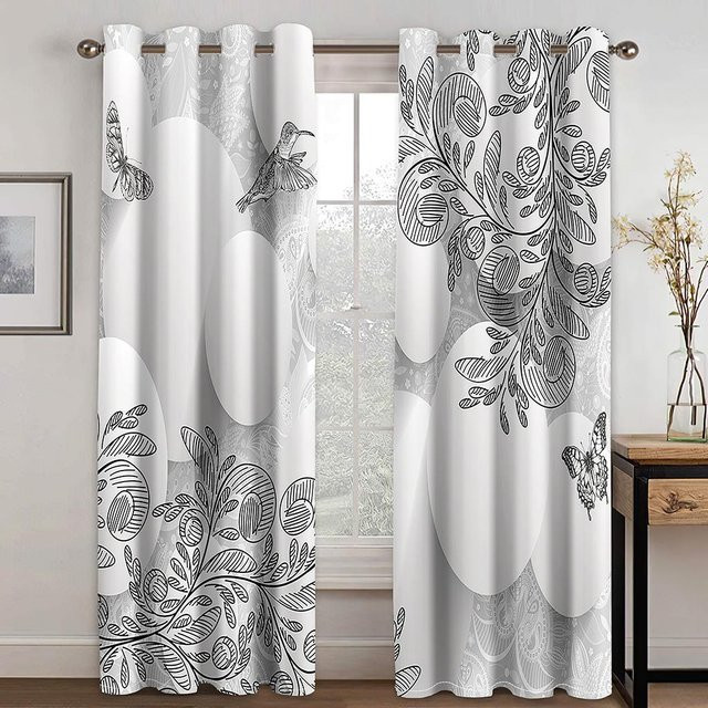 Yiran Furniture Verdunkelungsvorhänge mit Rosenmotiv, 2er-Set aus Polyester, Breite: 50 cm, Höhe: 60 cm - Bild 1