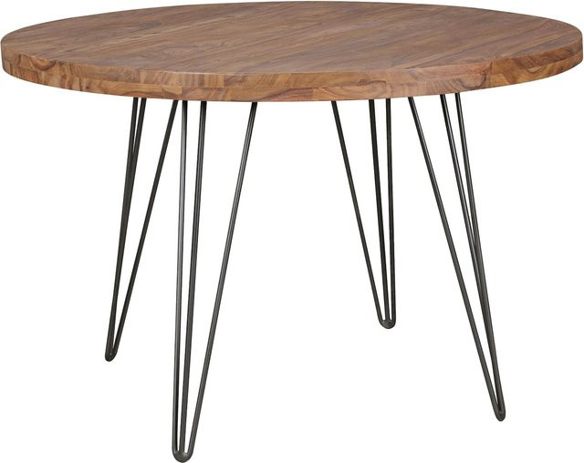 Runder Esszimmertisch aus Massivholz Sheesham in Braun von Finebuy im Landhausstil mit Durchmesser: 120 cm - Bild 1