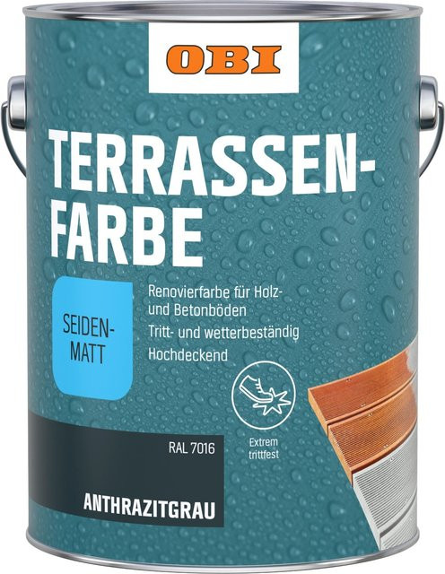 OBI Terrassenfarbe Anthrazitgrau 7016 seidenmatt 2,5 l - Bild 1