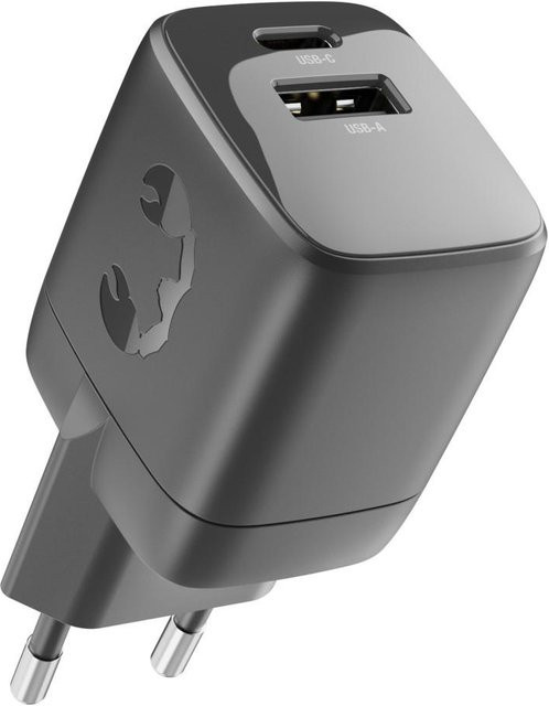 Fresh N Rebel Wall Charger mit USB-C und USB-A, PD 30 W, Storm Grey - Bild 1