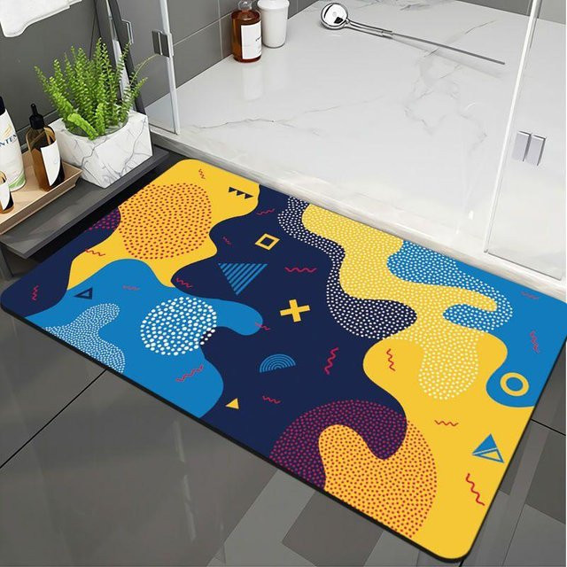 Rutschfeste und wasserabsorbierende Kieselgur-Fußmatte für Badezimmer und Küche, Blau, B/T: 60 x 40 cm - Bild 1