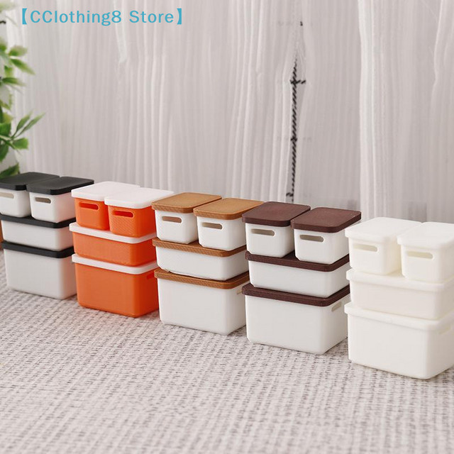 4 Stück Mini-Aufbewahrungsbox mit Abdeckung, 1/12 Puppenhaus Miniatur-Lebensmittel-Aufbewahrungsbox, Puppenhaus-Zubehör - Bild 1