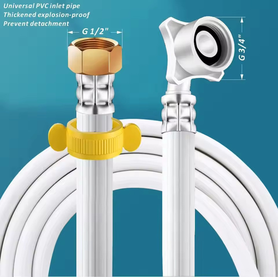 AQUREOW Waschmaschinenschlauch Wassereinlassschlauch aus Kunststoff mit G1/2'' und G3/4'' Anschlüssen, auslaufsicher und flexibel - Bild 2