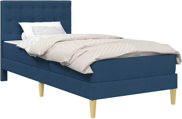 vidaXL Bettgestell mit Matratze und Kopfteil in Blau, B/T/H: 90 x 200 x 94 cm - Bild 1