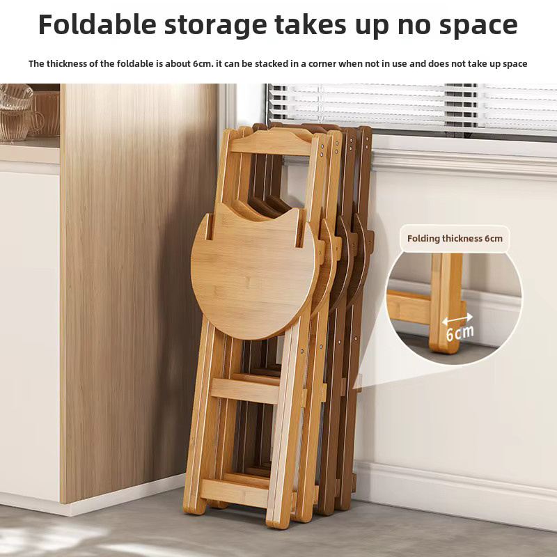 Faltbarer Bambus-Esszimmerstuhl von LIUSHADUOLA in Braun, multifunktionaler Barstuhl und stabiler Hocker im minimalistischen Design - Bild 3