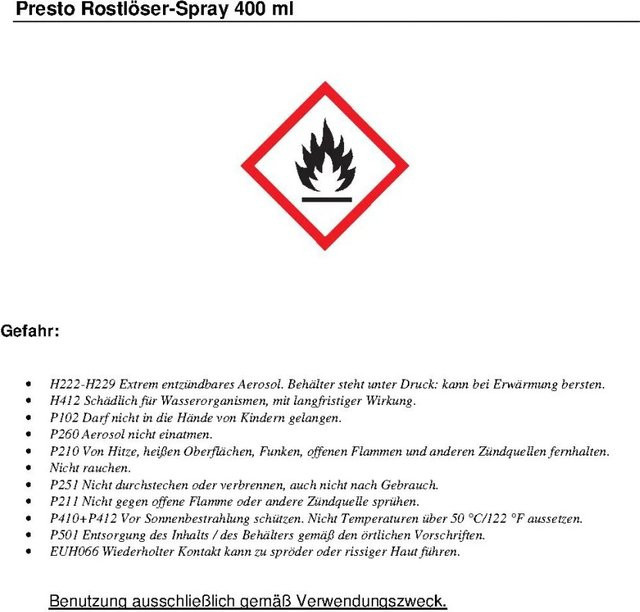 Presto Rostlöser-Spray Multi Purpose Aerosol 400 ml - Bild 1