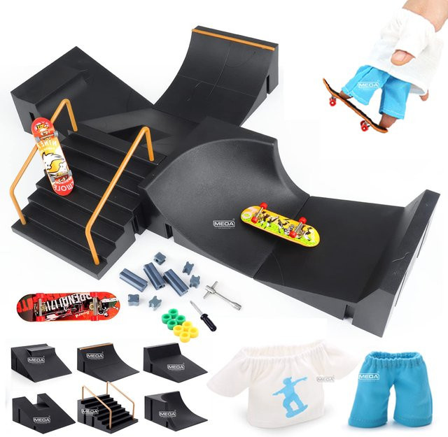 DIGIT DECKS Finger Skatepark, mit Skateboard, Mini Rampe, mit Kleidungsset - Bild 1