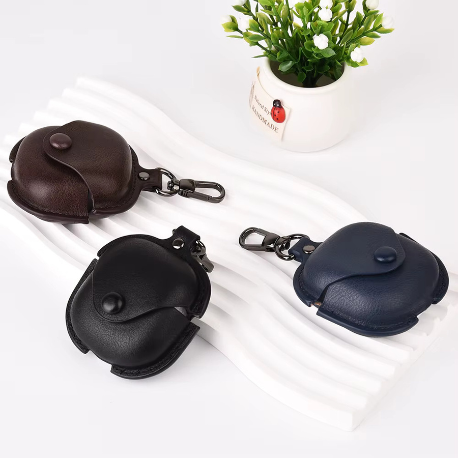 Luxuriöse Lederhülle für Samsung Galaxy Buds 4 und Galaxy Buds 4 Pro in Gelb mit Schlüsselanhänger - Bild 2