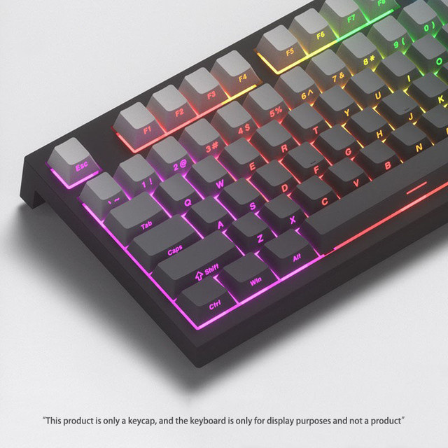Outemu Tastenkappen für mechanische Tastaturen aus PBT-Material mit 133 Tasten im OEM-Profil, grauer Farbverlauf mit seitlicher Gravur für Gaming-DIY - Bild 1