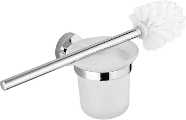 SoleMemory Wandmontierter Toilettenbürstenhalter mit Stahlhalterungen und transparentem Glasbecher für dein modernes Badezimmer - Bild 1
