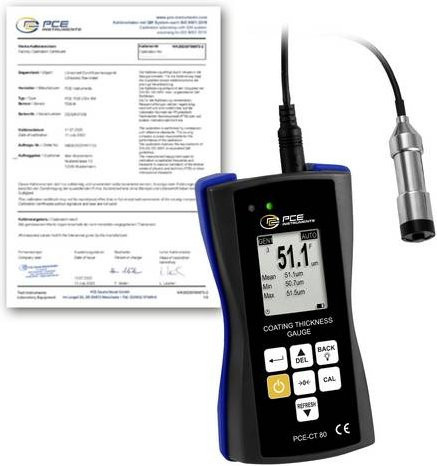 PCE Instruments Schichtdickenmessgerät PCE-CT 80-FN1D5-ICA in Schwarz inkl. Standard Sensor und ISO-Kalibrierzertifikat für Fe und NFe - Bild 1