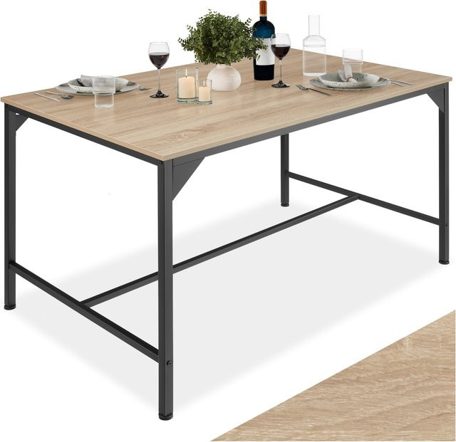tectake Esstisch Belfast Industrial Style aus Holz und Stahl in Braun, B/T/H: 120 x 75 x 75 cm - Bild 1