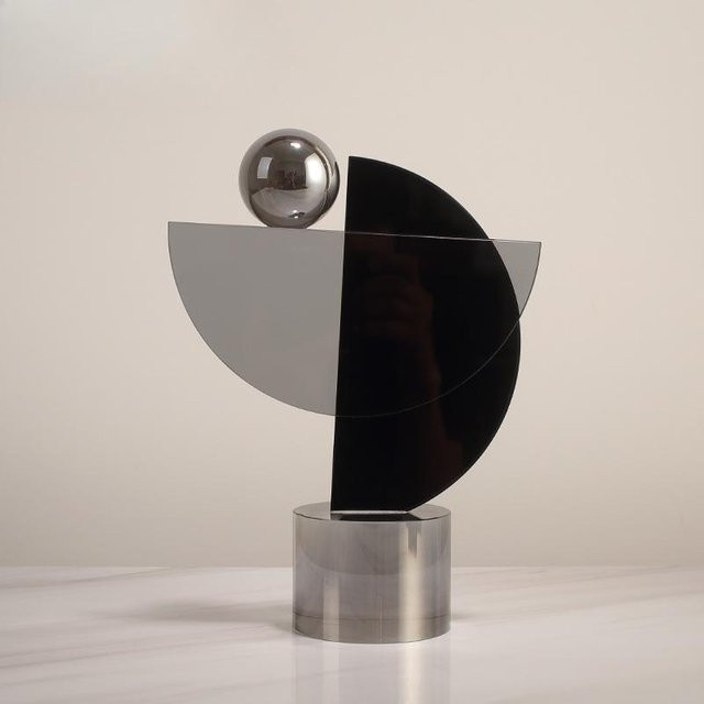 Yiran Furniture Kristall Dekoration mit geometrischen Ornamenten in Halbkreisform, abstraktes Kunstwerk für Wohnzimmer und Couchtisch, mehrfarbig - Bild 1