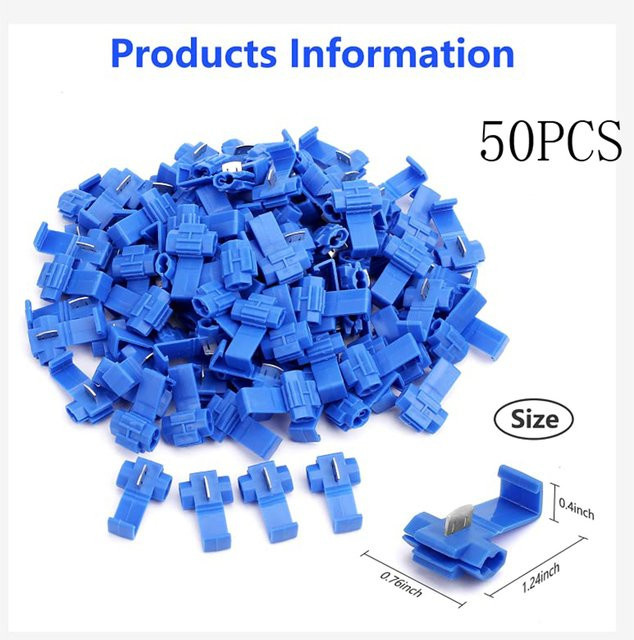 50 Stück Scotch Lock Drahtkabelverbinder Elektrische Schnellverbinderklemmen Blau AWG 22-18 zerstörungsfrei - Bild 1