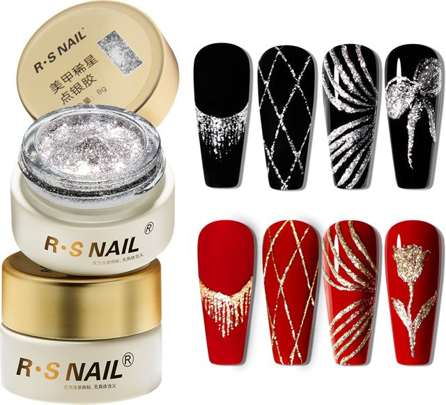RSNAIL No-Wipe Platinum Gel Nagellack, Metallic, Gold, 8g - Bild 1