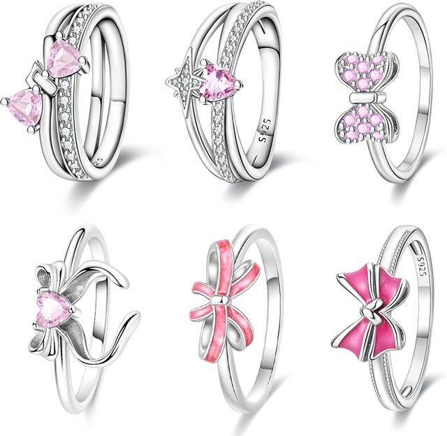 Pandach Ring 925 Silber, rosa Zirkonia, Damen - Bild 1