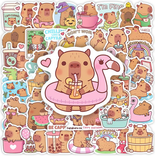 Cartoon-Capybara-Aufkleber, wasserfester Aufkleber, multicolour - Bild 1