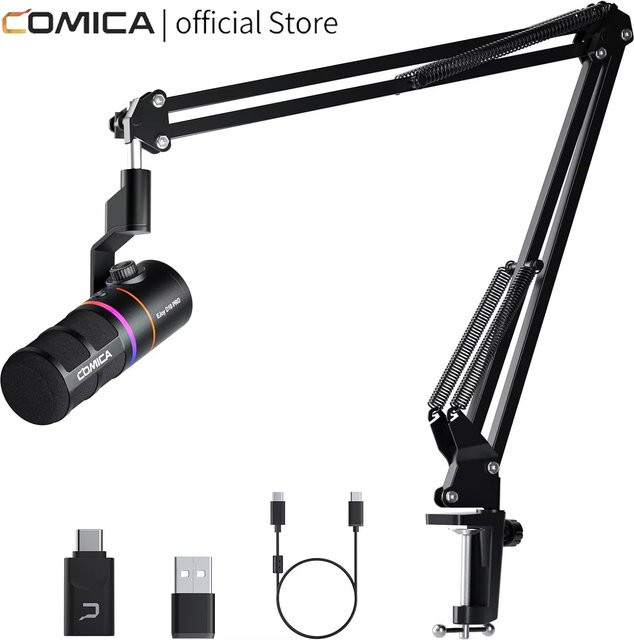 Comica D10 PRO RGB Dynamisches USB/XLR Mikrofon mit Geräuschunterdrückung in Schwarz - Bild 1