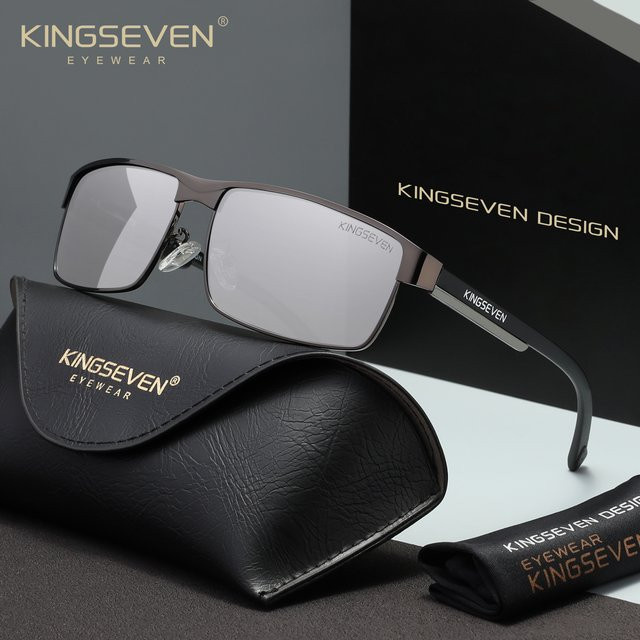 KINGSEVEN Sonnenbrille Rechteck, Vollrand, Metall, polarisiert, Männer - Bild 1