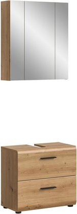 Badmöbel-Set xonox.home Ice Artisan Oak in Braun, 2-teilig mit LED-Beleuchtung, Wandmontage, Breite: 60 cm, Höhe: 185 cm, Tiefe: 30 cm - Bild 1