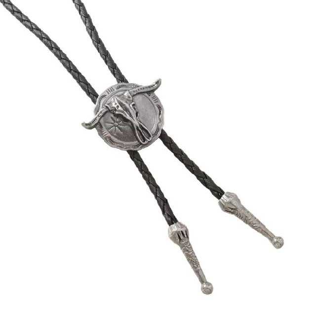 Bolo-Krawatte Bullenkopf, Metall, Silber, Herren - Bild 1