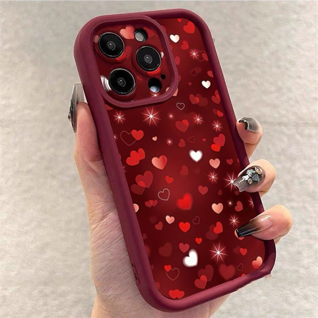 Stoßfeste und weiche Handyhülle mit Glitzer-Herz Design für iPhone Modelle in Rot - Bild 1