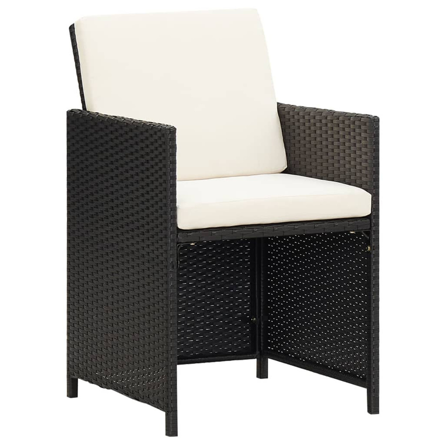 vidaXL 9-tlg Garten-Essgruppe aus Poly-Rattan und massivem Akazienholz mit Kissen, Schwarz - Bild 4