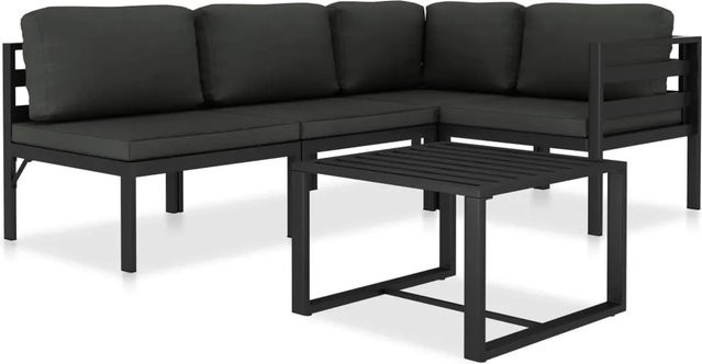 vidaXL 5-tlg Garten-Lounge-Set L-Form aus Aluminium mit Kissen in Anthrazit - Bild 1