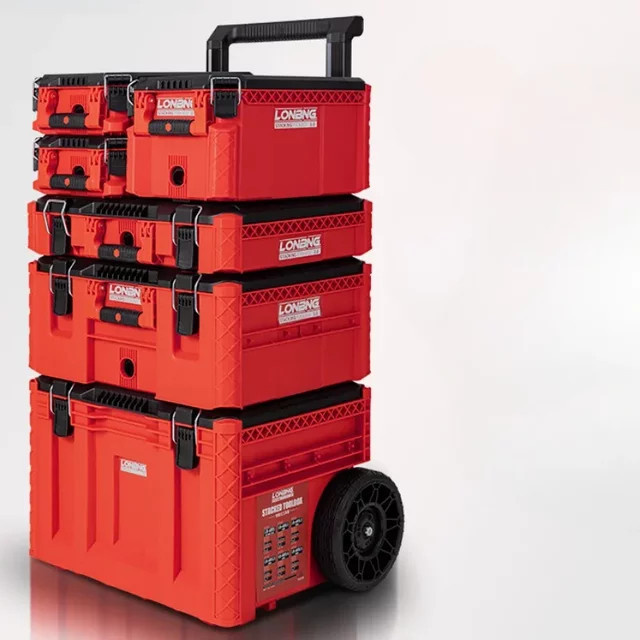 LISM Werkzeugkasten-Set, 6-stöckig stapelbar und wasserdicht, rot, B/T/H: 59,0 x 49,5 x 110,0 cm - Bild 1