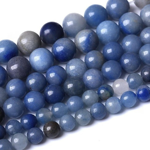 FLT BEADS Zwischenperlen Blauer Aventurin, Rund, 4/6/8/10/12 mm - Bild 1