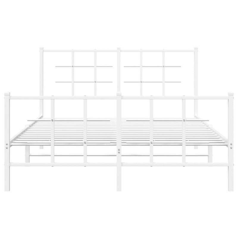 vidaXL Bettgestell aus Metall mit Kopf- und Fußteil in Weiß, B/T/H: 140 x 200 x 90 cm - Bild 2