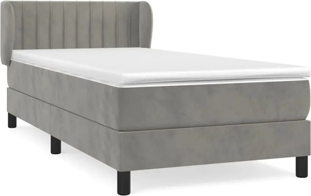 vidaXL Boxspringbett mit Matratze Hybrid-Design aus Samt in Hellgrau, B/T/H: 90 x 200 x 78 cm - Bild 1