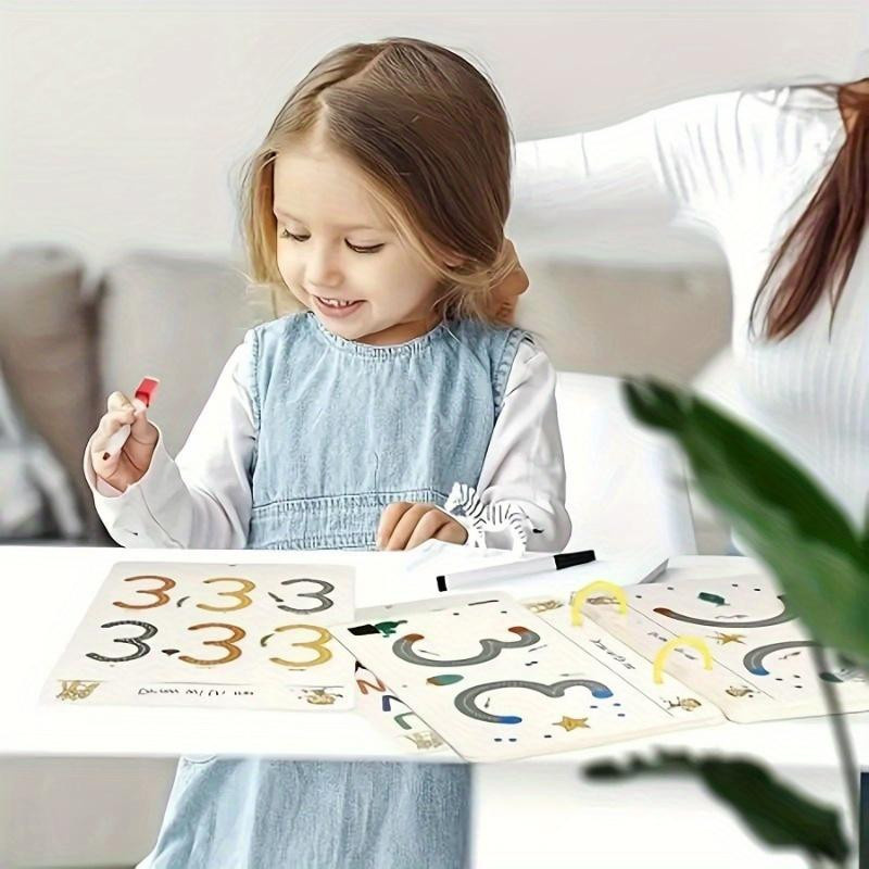Wiederverwendbares Handschrift-Übungsbuch für Kinder von Fancy Homeware mit Zahlen zum Lernen der Feinmotorik und Schreibtraining, 32 Seiten, Mehrfarbig - Bild 2
