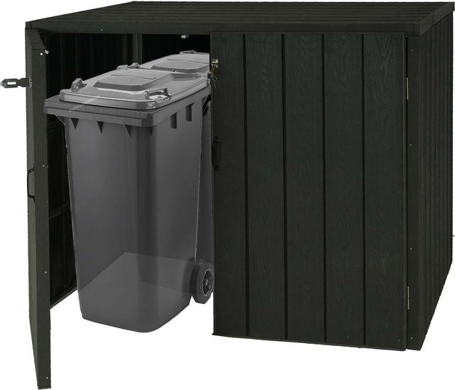 MCW WPC-Mülltonnenverkleidung J28 Premium Mülltonnenbox in Anthrazit, erweiterbar, B/T/H: 117 x 142 x 102 cm - Bild 1
