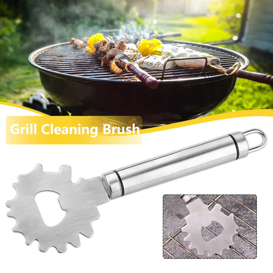 Multifunktionaler Grillreinigungsschaber von Multiyilego aus Edelstahl in Silber für die Spaltreinigung deines BBQ Mesh - Bild 3