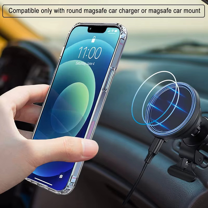UYUXIO Magnetische Schutzhülle für iPhone 17 16 15 14 Pro Max, transparente Stoßfeste Hülle mit klappbarem Metallständer - Bild 3