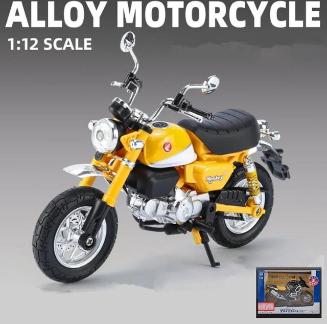 Honda Monkey 125 Sport Motorrad Modell, 1:12, Gelb, mit Licht und Sound - Bild 1