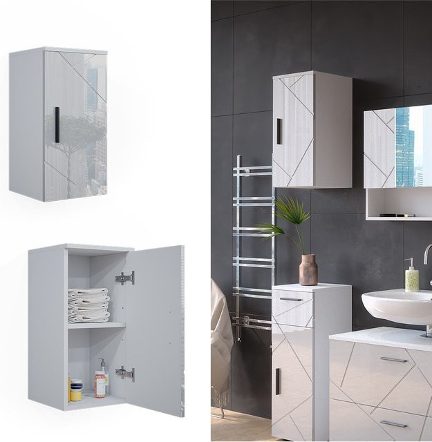 Vicco Hängeschrank Irma Badschrank Weiß Hochglanz modern B: 30 cm, H: 59 cm - Bild 1