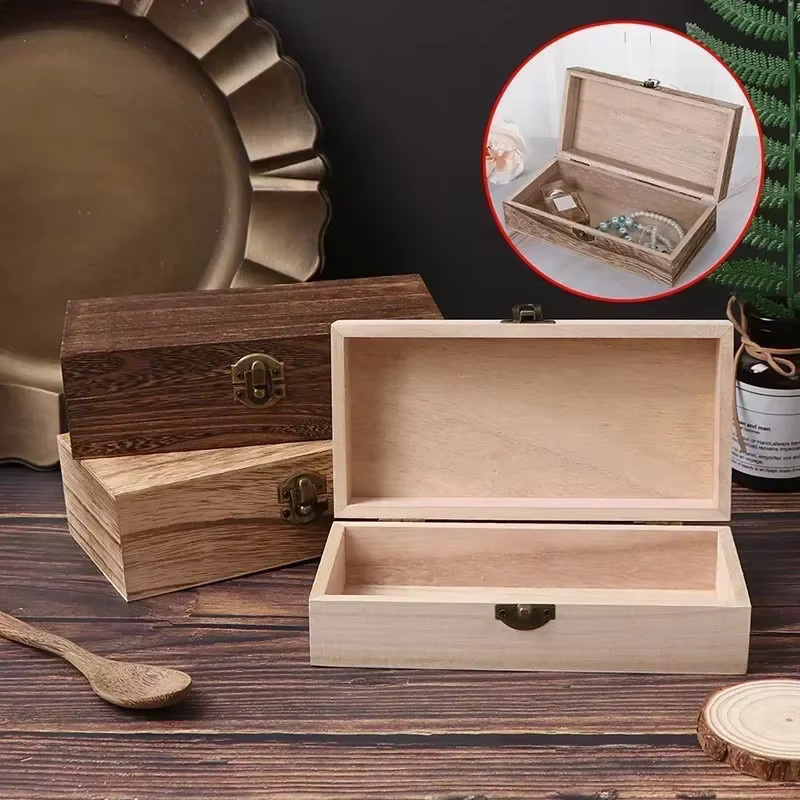 Retro Schmuckaufbewahrungsbox aus Holz in Braun und Weiß mit Schloss als Vintage Desktop-Organizer für Halsketten, Armbänder und Ringe, B/T/H: 10,0 x 6,0 x 0,0 cm - Bild 3