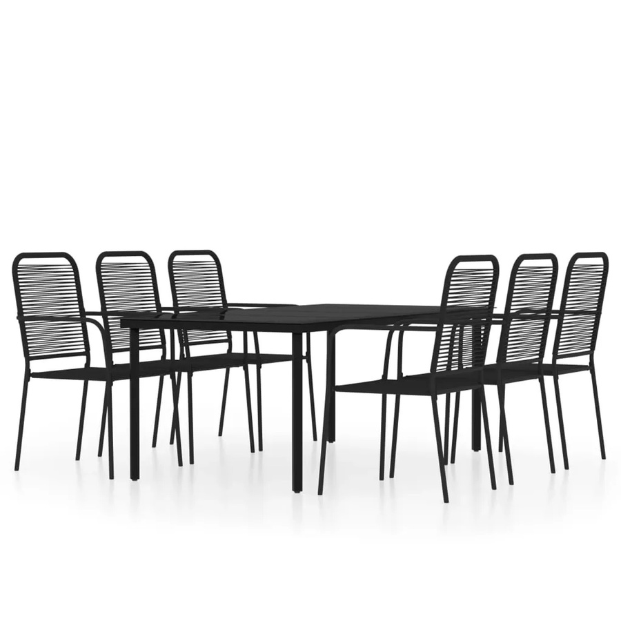 vidaXL 7-teilige Garten-Essgruppe aus Stahl und Glas in Schwarz - Bild 2