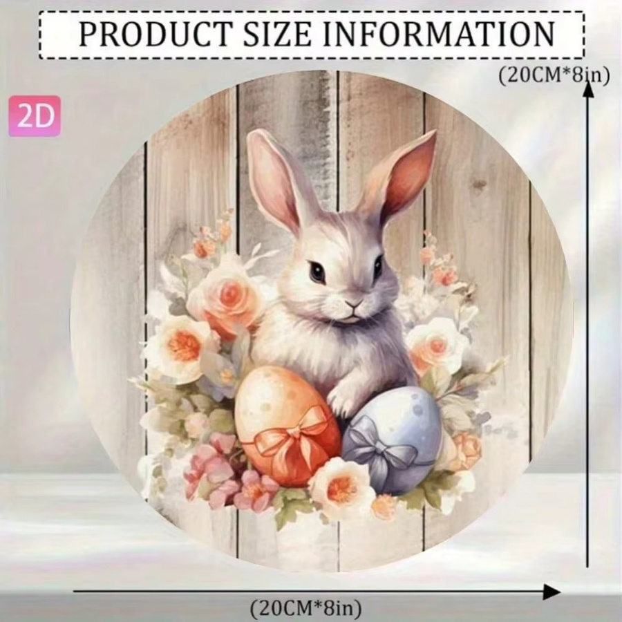 CIFBUY Vintage Metall-Blechschild Osterhase Rund, Mehrfarbig, Durchmesser: 20 cm - Bild 2