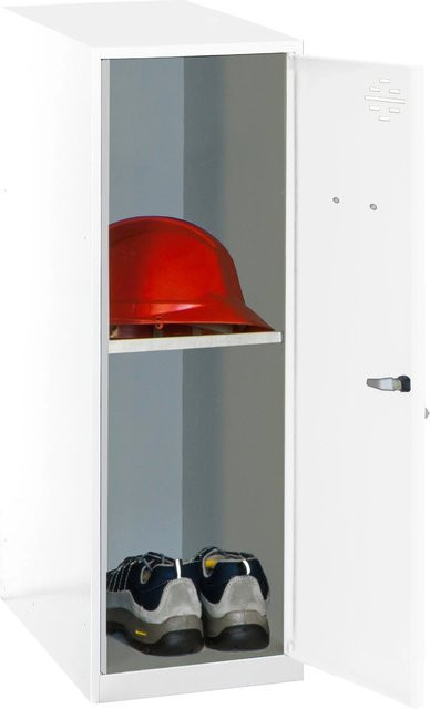 Schließfachschrank AMEGO von PROREGAL in Weiß mit 1 Fachboden und Schloss, H x B x T: 91,5 x 40 x 50 cm - Bild 1