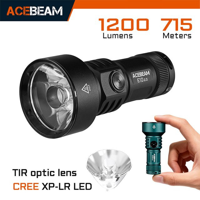 ACEBEAM E10 2.0 Langstrecken-EDC-Taschenlampe in Schwarz mit USB-Aufladung, TIR-Optik und Stroboskopmodus - Bild 1