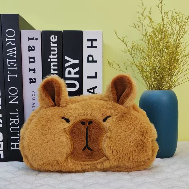 Niedliche Capybara Plüsch-Federtasche in Braun mit großer Kapazität für Kinder - Bild 1