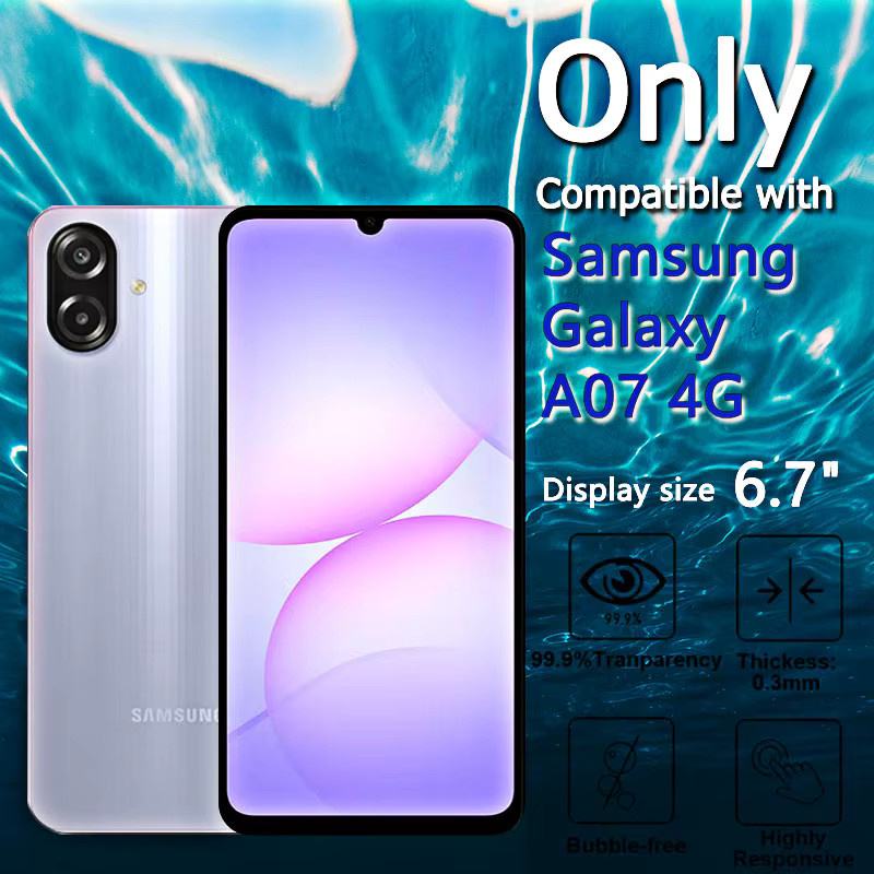 Displayschutzfolie aus gehärtetem Glas für Samsung Galaxy A07 4G, transparent, 9H Kratzfestigkeit, 1-4 Stück - Bild 2