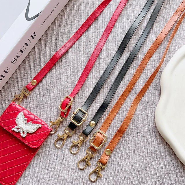 ZHANZHI Universal Leder-Handy-Lanyard als Umhängetasche und langer Schultergurt in Schwarz - Bild 1