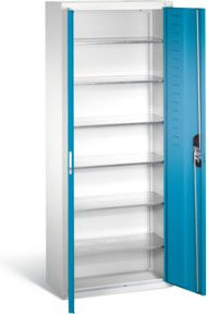C+P Magazinschrank aus Stahl mit 6 Böden und Türen, Farbe Lichtblau und Lichtgrau, H: 169,0 cm, B: 70,0 cm, T: 30,0 cm - Bild 1
