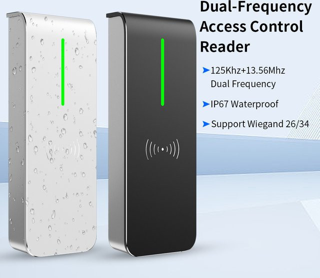 Asia-Teco AN90R RFID Proximity-Kartenleser für Zugangskontrolle, IP67 Wasserdicht, Wiegand 26/34 Ausgang, 125Khz + 13.56Khz, Schwarz - Bild 1